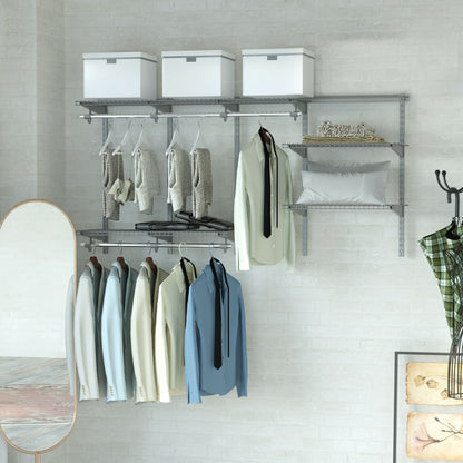 Adjustable Wall-Mounted Closet Organizer System - 3 to 6 Feet with Shelves, Hang Rods & Customizable Storage Solution