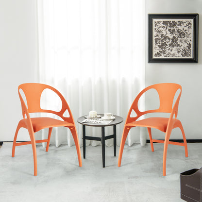 Folding Dining Chairs with Armrests and High Backrest in Orange - Set of 2