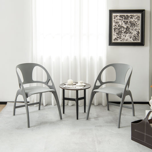 Folding Dining Chairs with Armrests and High Backrest in Grey - Set of 2