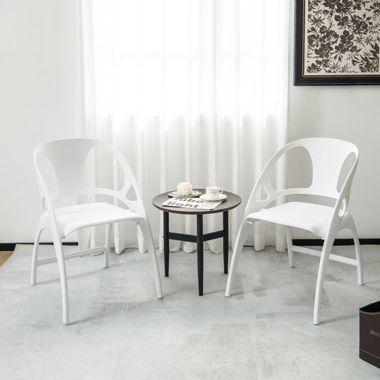 Folding Dining Chairs with Armrests and High Backrest in White - Set of 2