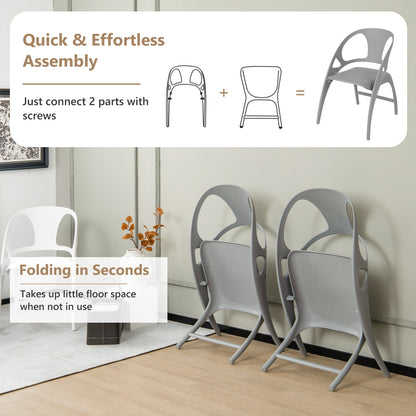Folding Dining Chairs with Armrests and High Backrest in Grey - Set of 2