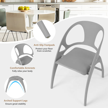 Folding Dining Chairs with Armrests and High Backrest in Grey - Set of 2