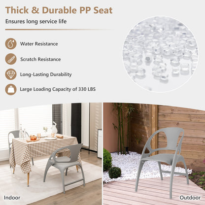 Folding Dining Chairs with Armrests and High Backrest in Grey - Set of 2