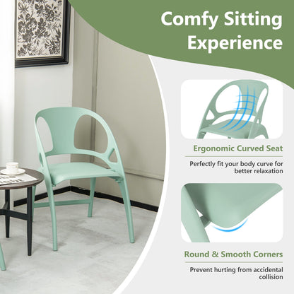 Folding Dining Chairs with Armrests and High Backrest in Green - Set of 2
