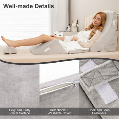6 Piece Adjustable Bed Wedge Pillow Set for Full-Body Support and Pain Relief