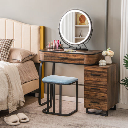 LED Vanity Set with Dimmable Mirror, Charging Station & Storage Chest