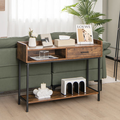 Spacious Long Console Table with Drawer and Durable Metal Frame for Entryway or Living Room