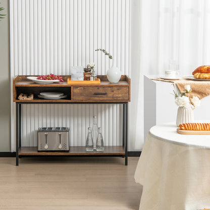 Spacious Long Console Table with Drawer and Durable Metal Frame for Entryway or Living Room