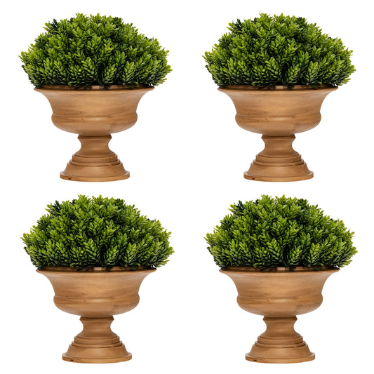 Set of 4 Artificial Boxwood Topiary Trees – Lifelike Faux Greenery for Indoor/Outdoor Decor