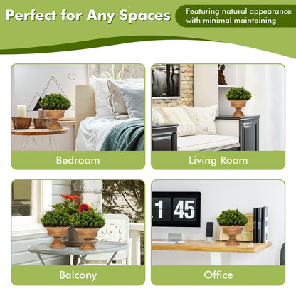 Set of 4 Artificial Boxwood Topiary Trees – Lifelike Faux Greenery for Indoor/Outdoor Decor