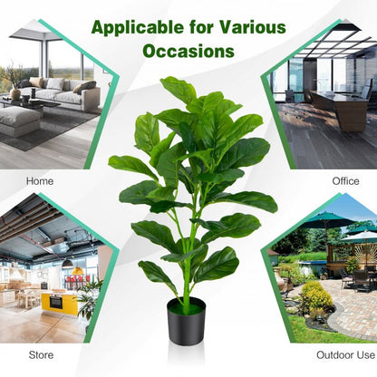 Set of 2 Lifelike Artificial Fiddle Leaf Fig Trees – Realistic Faux Indoor/Outdoor Plants