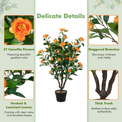 3.3 Foot Lifelike Artificial Camellia Tree for Home and Garden Decor