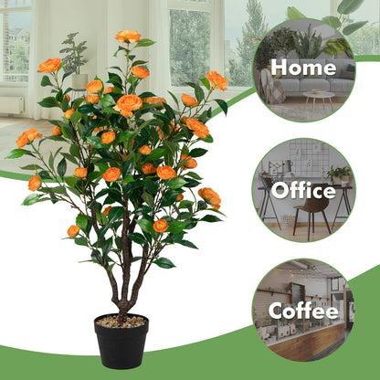 3.3 Foot Lifelike Artificial Camellia Tree for Home and Garden Decor