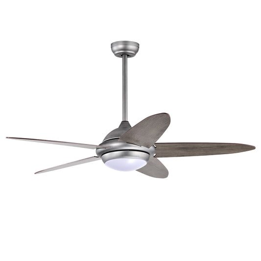 52 Inch Ceiling Fan with LED Light & 3 Adjustable Color Temperatures - Silver