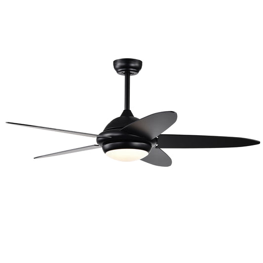 52 Inch Ceiling Fan with LED Light & 3 Adjustable Color Temperatures - Black