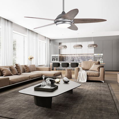 52 Inch Ceiling Fan with LED Light & 3 Adjustable Color Temperatures - Silver