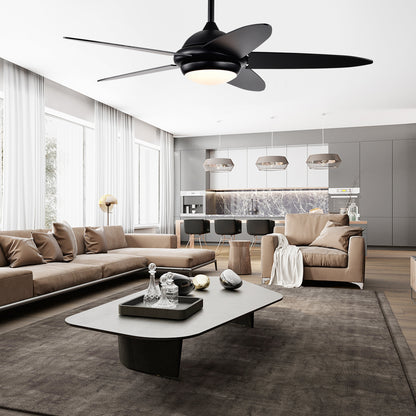 52 Inch Ceiling Fan with LED Light & 3 Adjustable Color Temperatures - Black