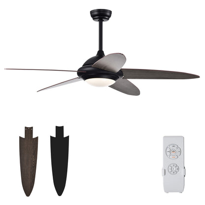 52 Inch Ceiling Fan with LED Light & 3 Adjustable Color Temperatures - Black