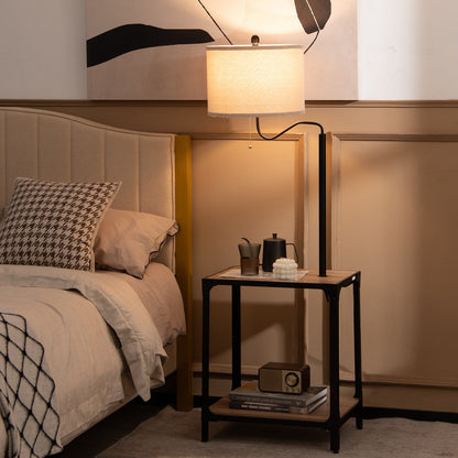 360° Rotatable Floor Lamp with Side Table & USB Charging Ports for Modern Living