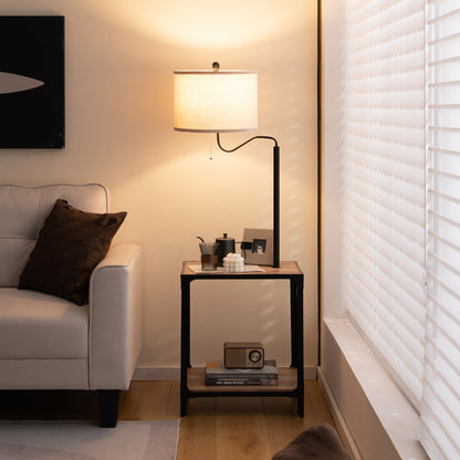 360° Rotatable Floor Lamp with Side Table & USB Charging Ports for Modern Living