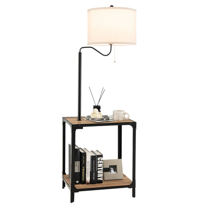 360° Rotatable Floor Lamp with Side Table & USB Charging Ports for Modern Living