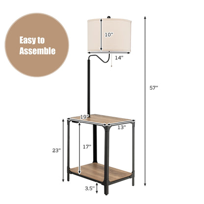 360° Rotatable Floor Lamp with Side Table & USB Charging Ports for Modern Living
