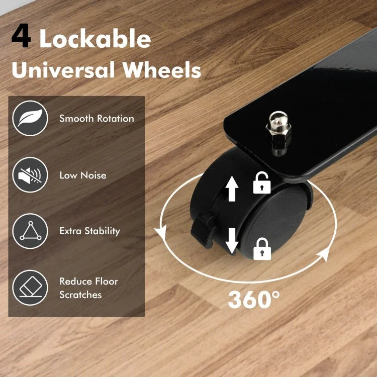 6 Foot Rolling Privacy Screen with Lockable Wheels Single Panel Divider - Dark Grey