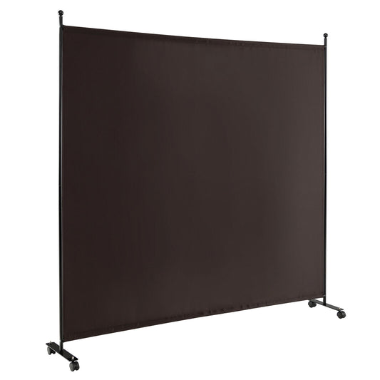 6 Foot Rolling Privacy Screen with Lockable Wheels Single Panel Divider - Brown