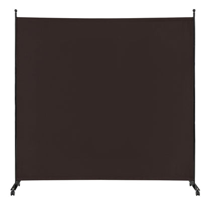 6 Foot Rolling Privacy Screen with Lockable Wheels Single Panel Divider - Brown