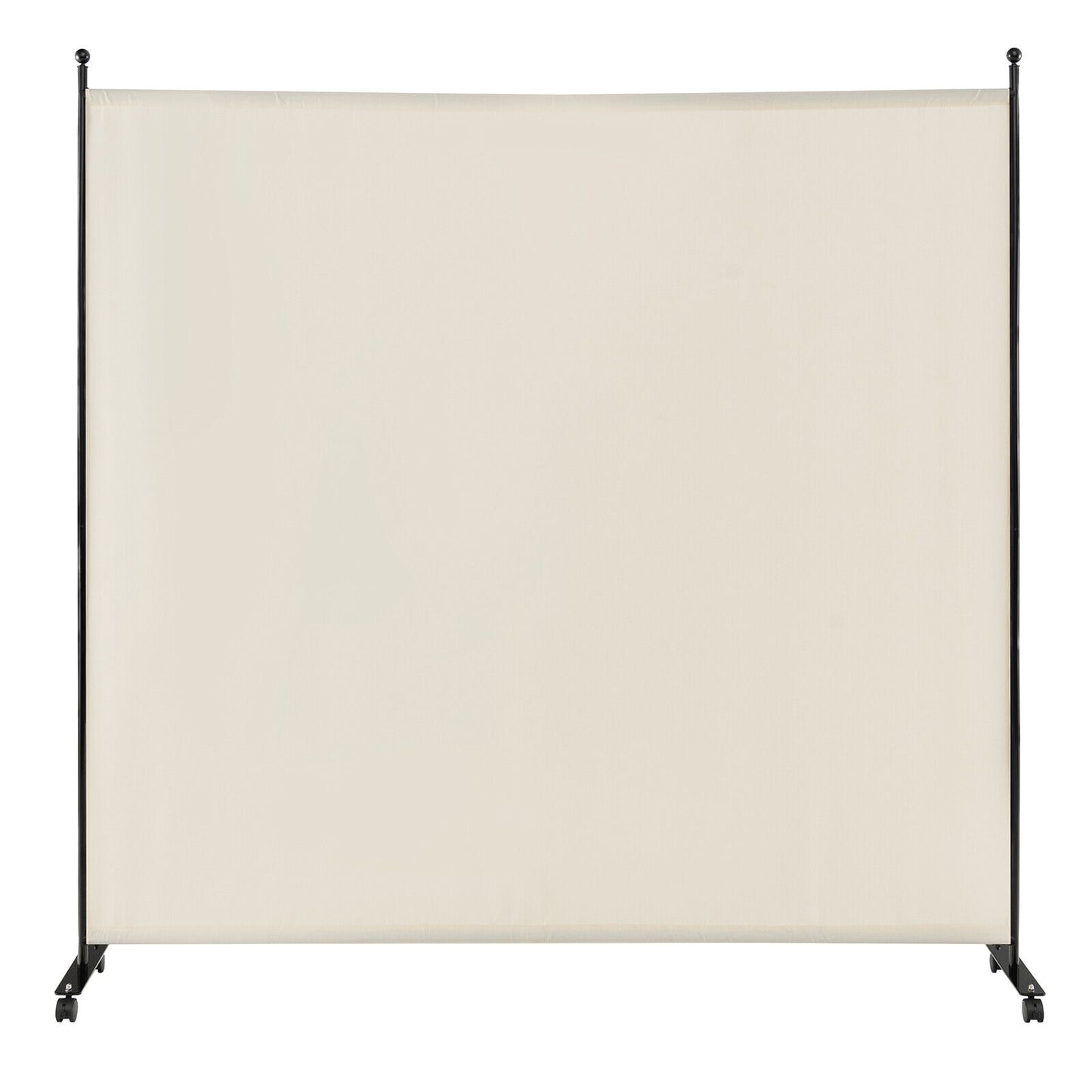 6 Foot Rolling Privacy Screen with Lockable Wheels Single Panel Divider - White