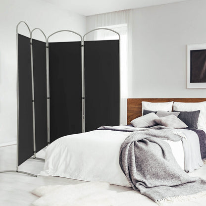 6.2Ft 4-Panel Foldable Room Divider Screen for Home Office and Living Room - Black