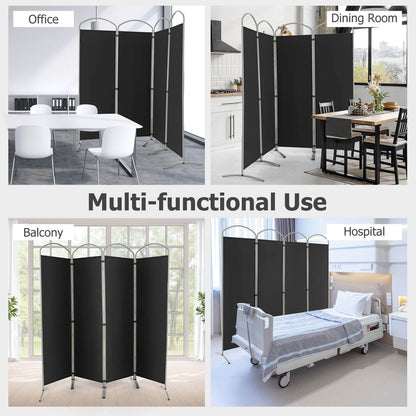6.2Ft 4-Panel Foldable Room Divider Screen for Home Office and Living Room - Black