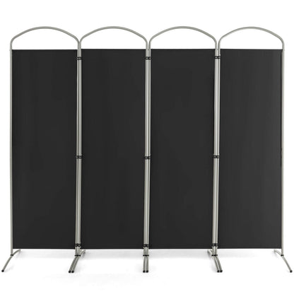 6.2Ft 4-Panel Foldable Room Divider Screen for Home Office and Living Room - Black