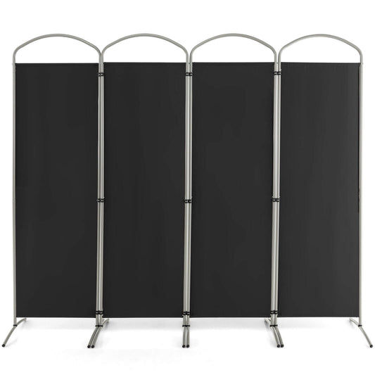 6.2Ft 4-Panel Foldable Room Divider Screen for Home Office and Living Room - Black