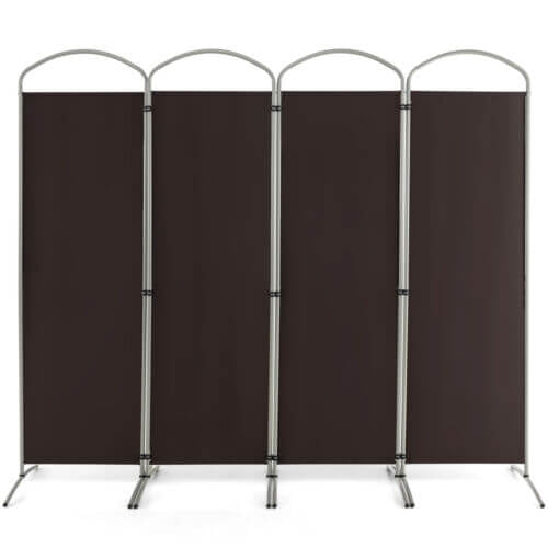 6.2Ft 4-Panel Foldable Room Divider Screen for Home Office and Living Room - Brown