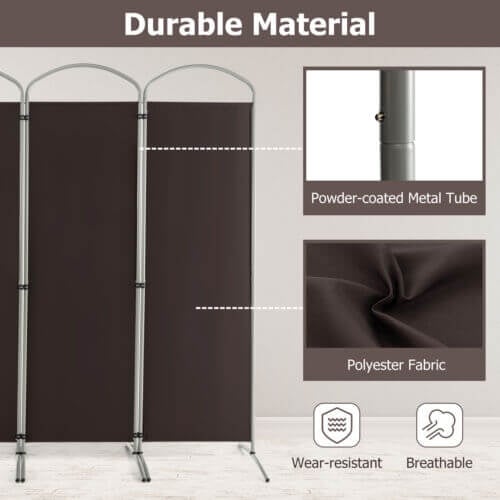 6.2Ft 4-Panel Foldable Room Divider Screen for Home Office and Living Room - Brown