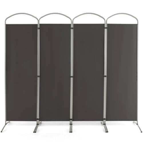 6.2Ft 4-Panel Foldable Room Divider Screen for Home Office and Living Room - Grey