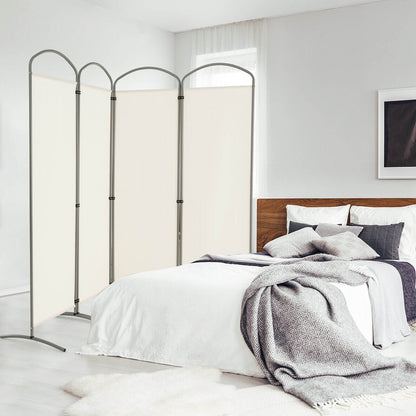 6.2Ft 4-Panel Foldable Room Divider Screen for Home Office and Living Room - White