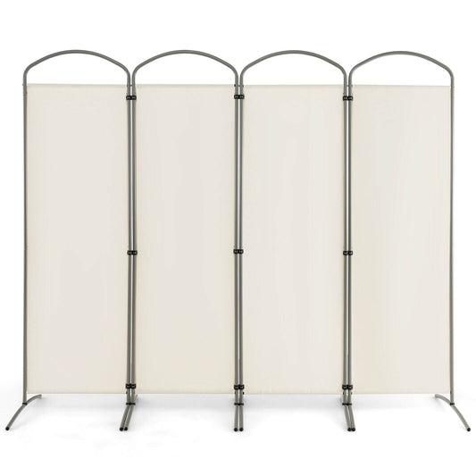 6.2Ft 4-Panel Foldable Room Divider Screen for Home Office and Living Room - White