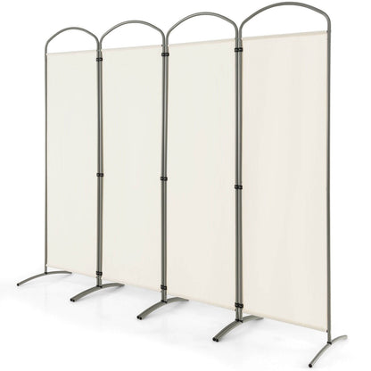 6.2Ft 4-Panel Foldable Room Divider Screen for Home Office and Living Room - White