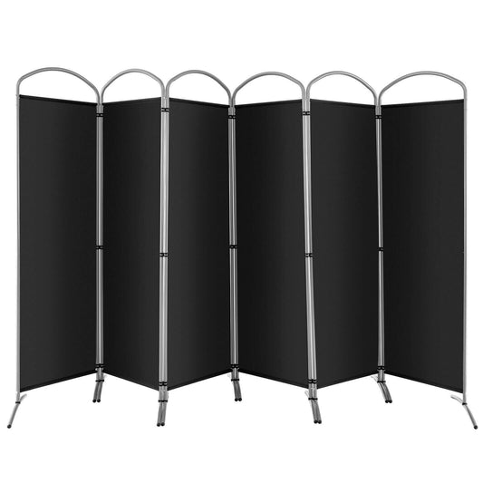 6 Foot 6-Panel Folding Freestanding Room Divider for Ultimate Privacy - Black