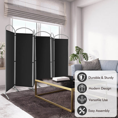 6 Foot 6-Panel Folding Freestanding Room Divider for Ultimate Privacy - Black
