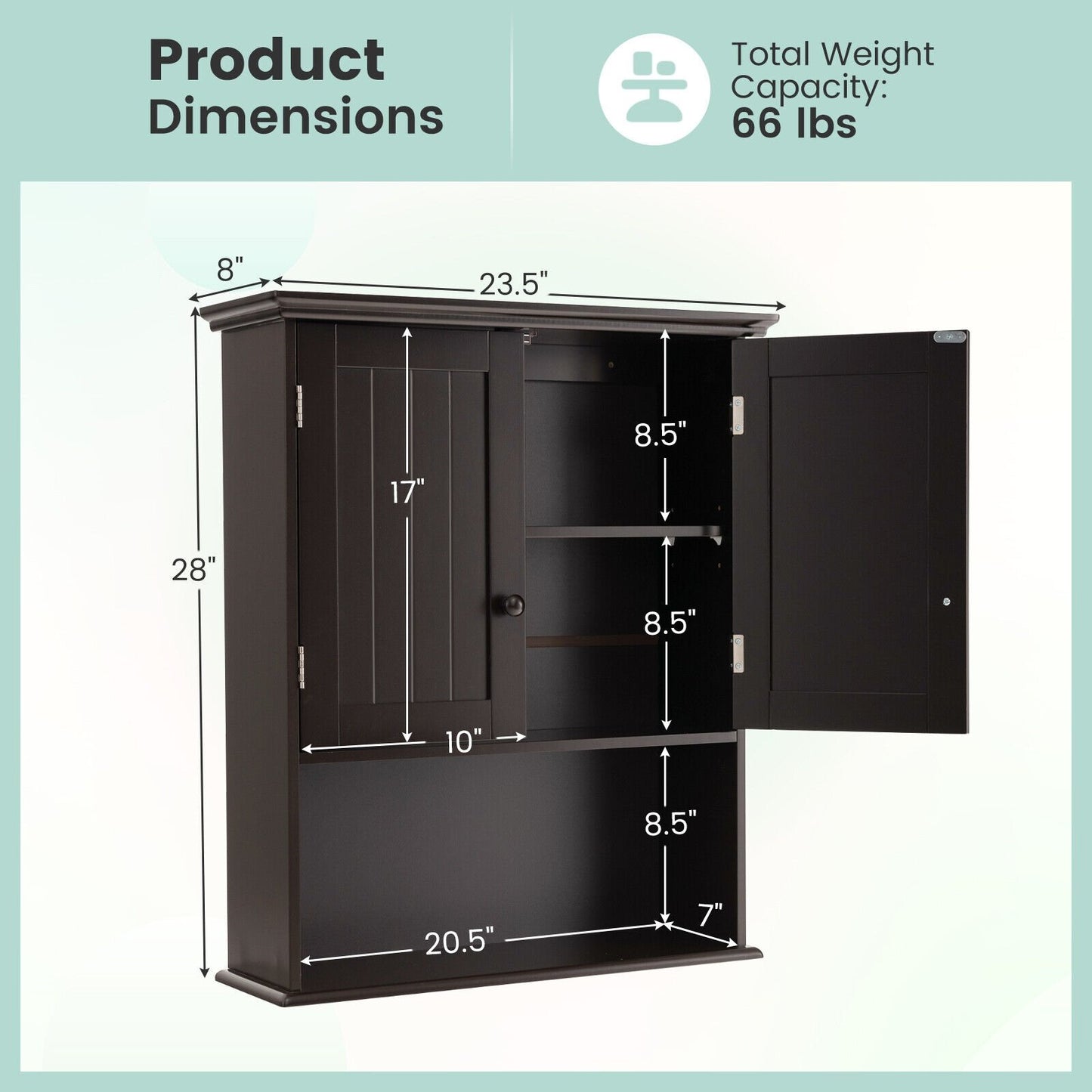 Wall-Mounted Medicine Cabinet with Adjustable Shelves and Storage