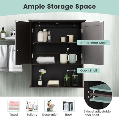 Wall-Mounted Medicine Cabinet with Adjustable Shelves and Storage