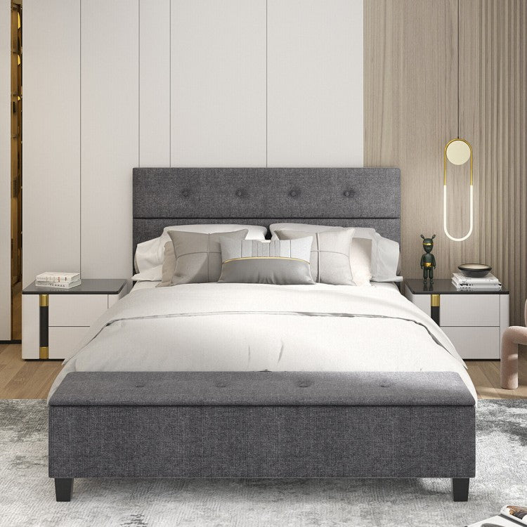Upholstered Bed Frame with Ottoman Storage – Queen Size