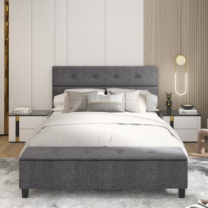 Upholstered Bed Frame with Ottoman Storage – Queen Size