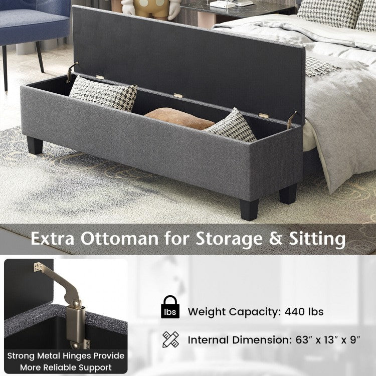 Upholstered Bed Frame with Ottoman Storage – Queen Size