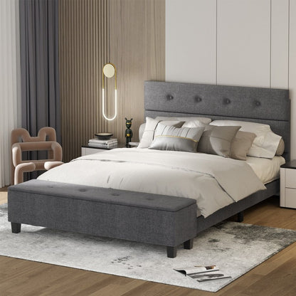 Upholstered Bed Frame with Ottoman Storage – Queen Size