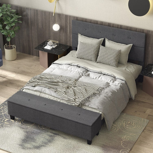 Upholstered Bed Frame with Ottoman Storage – Queen Size