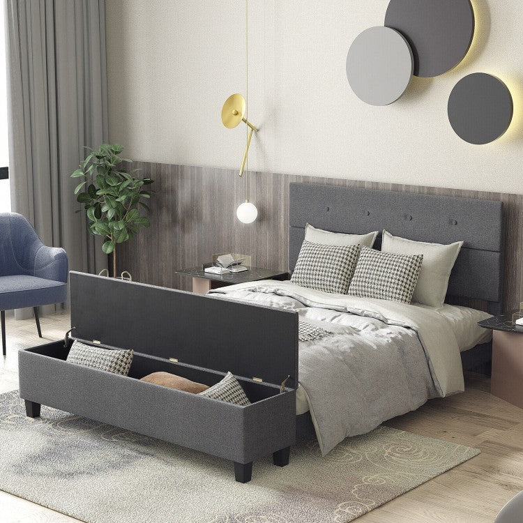 Upholstered Bed Frame with Ottoman Storage – Queen Size